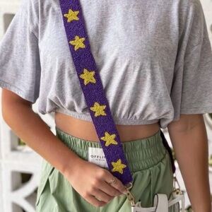 Purple & Gold beaded handbag or camera strap